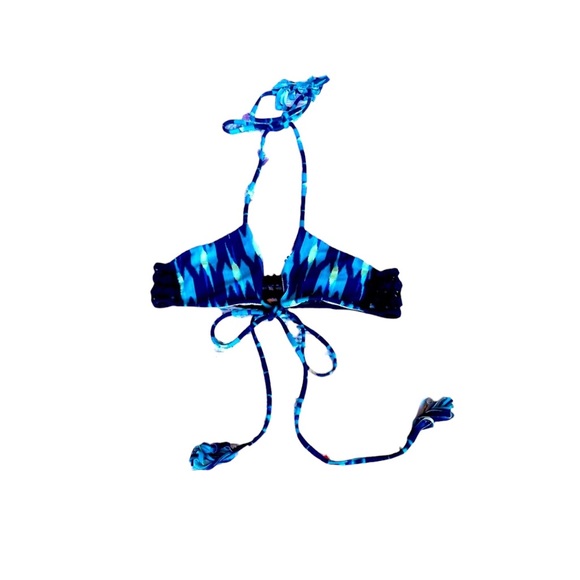 Acacia Kenya Blue and Yellow Crocheted Tribal Print Bikini - Picture 9 of 13